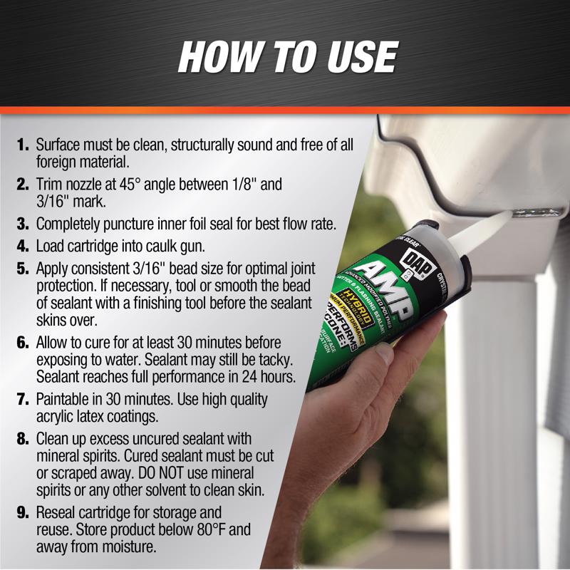 DAP AMP 7079800765 Gutter and Flashing Sealant, Clear, Paste, 9 oz, Pack of 12