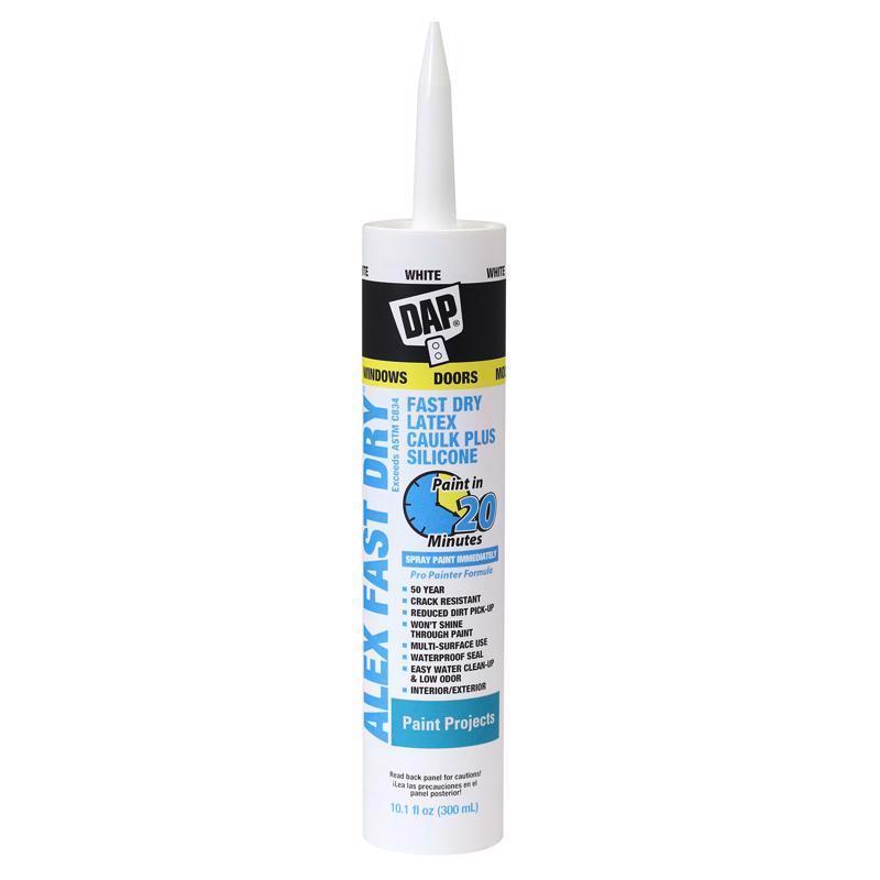 DAP Alex Fast Dry White Siliconized Acrylic Latex Windows/Doors/Seal/Paint Caulk 10.1 oz