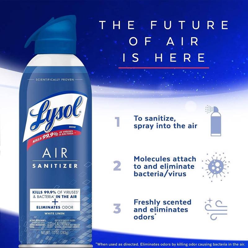 Lysol White Linen Scent Air Sanitizer 10 oz 1 pk, Pack of 6