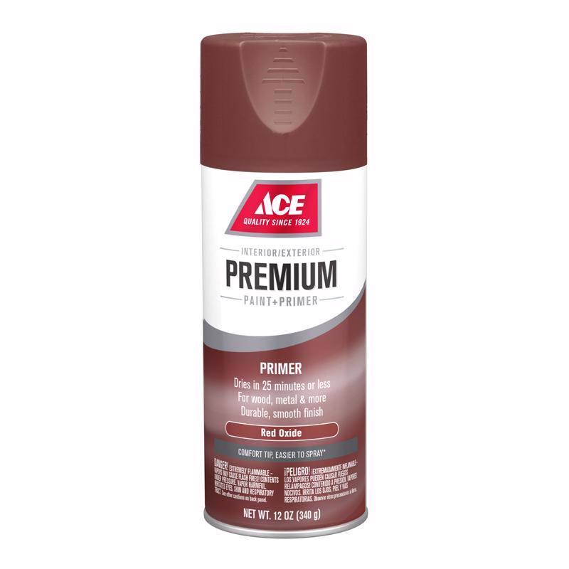 Ace Premium Smooth Red Oxide Paint + Primer Enamel Spray 12 oz, Pack of 6