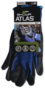Showa 380M-07.RT Coated Gloves, M, 8-21/32 to 10-15/64 in L, Elastic Cuff, Nitrile Foam Coating, Black/Blue