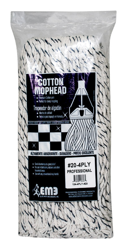 Elite Mops and Brooms #20 Cut End Cotton Mop Refill 1 pk, Pack of 6