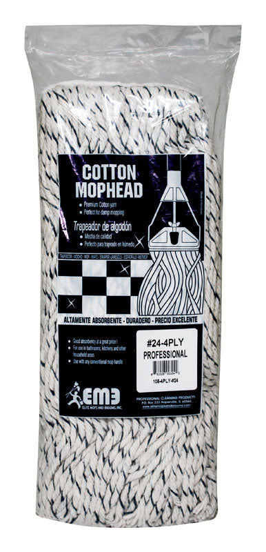 Elite Mops and Brooms #24 Cut End Cotton Mop Refill 1 pk, Pack of 6
