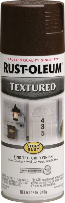 Rust-Oleum 241255 Spray Paint Texture, Solvent, Dark Brown, 12 oz Can