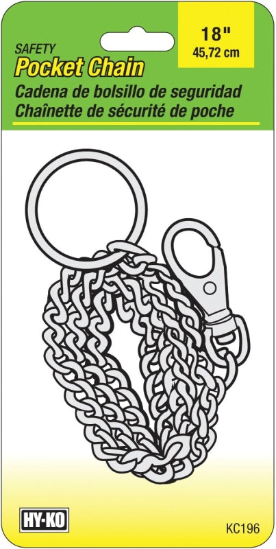 Hy-Ko KC196 Pocket Chain, Nickel