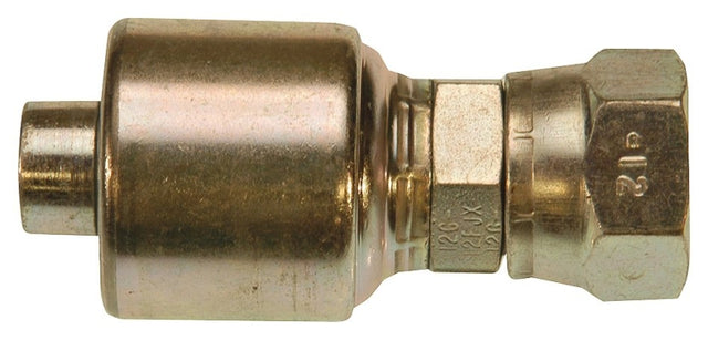Gates MegaCrimp G25170-0812 Hose Coupling, 1/2 x 1-1/16 in Dia, 3.06 in, 1-1/16-12, Crimp x JIC, Straight Angle, Steel