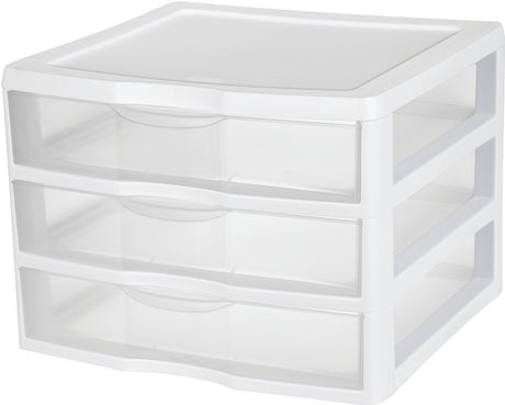 Sterilite 20938003 Wide Drawer Unit, 3-Drawer, Plastic, 14-1/2 in OAW, 14-5/8 in OAH, 10-5/8 in OAD, Pack of 3