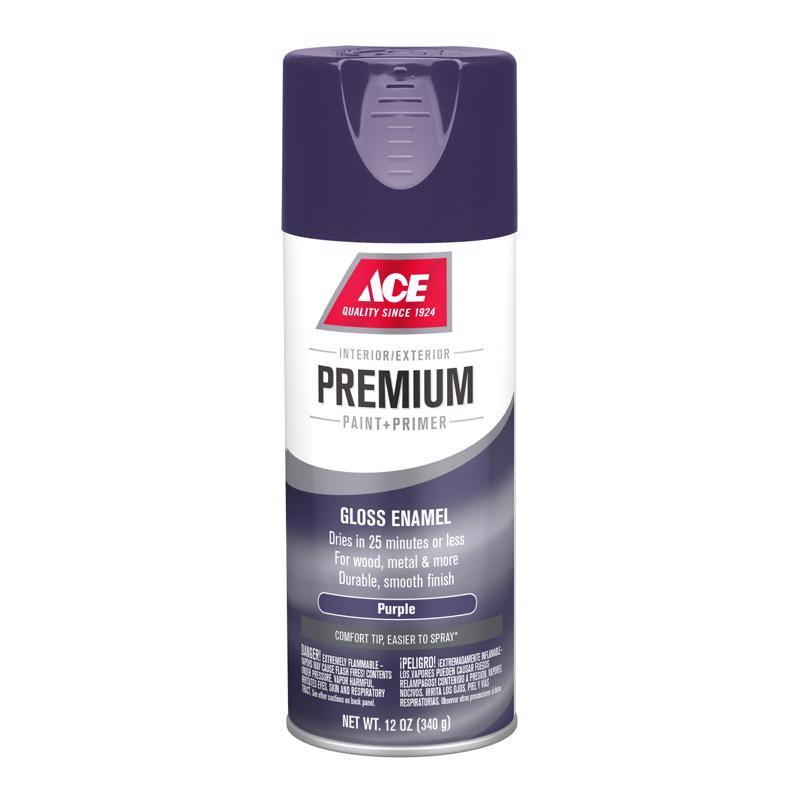 Ace Premium Gloss Purple Paint + Primer Enamel Spray 12 oz, Pack of 6