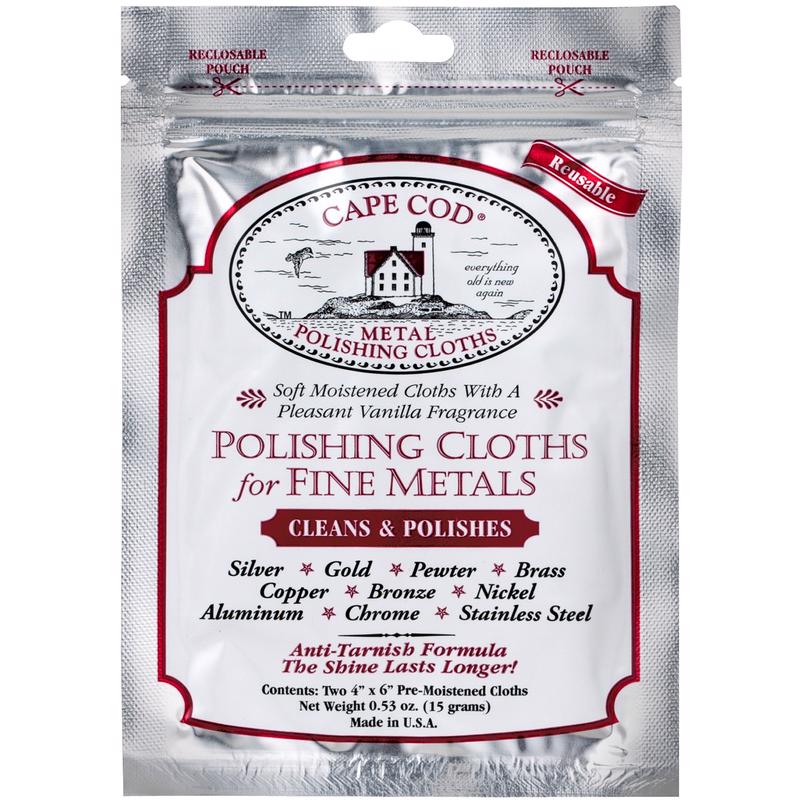 Cape Cod Vanilla Scent Fine Metal Cleaner and Polish 0.53 oz Cloth, Pack of 36