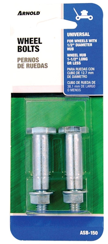 Arnold ASB-150 Wheel Bolt, Universal, Steel, For: Wheels with 1/2 in Dia Bore and Hub Width of 1 1/2 in or Less