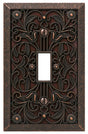 Amerelle Filigree 65TDB Wallplate, 4-1/2 in L, 2-13/16 in W, 1 -Gang, Metal, Aged Bronze, Pack of 4