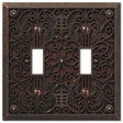 Amerelle Filigree 65TTDB Wallplate, 4-1/2 in L, 4-7/16 in W, 2 -Gang, Metal, Aged Bronze, Pack of 3