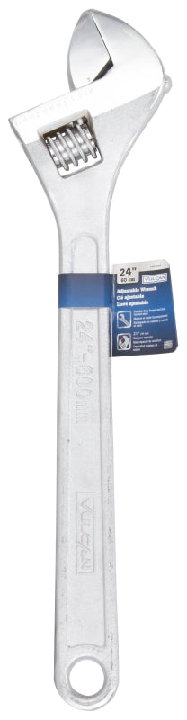 Vulcan JL15024 Adjustable Wrench, 24 in OAL, 2-7/16 in Jaw, Steel, Chrome, Tapered Handle