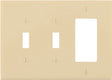 Eaton Wiring Devices PJ226V Combination Wallplate, 4-7/8 in L, 6-3/4 in W, Mid, 3-Gang, Polycarbonate, Ivory, Screw
