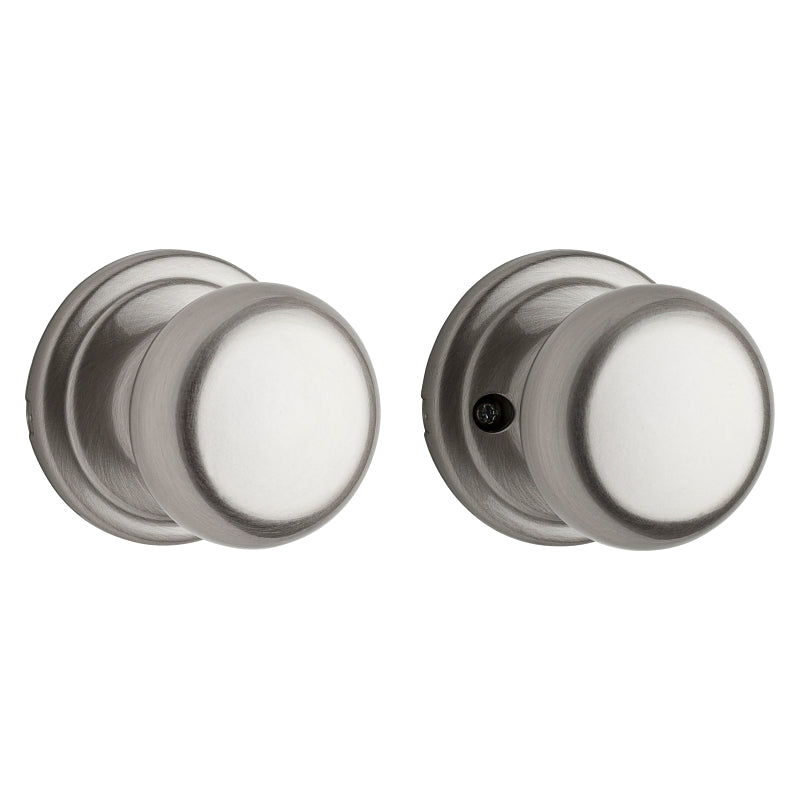 Kwikset Signature Series 720H 156ALBX Passage Knob, Zinc, Satin Nickel, 2-3/8 to 2-3/4 in Backset, 2-1/4 in Strike