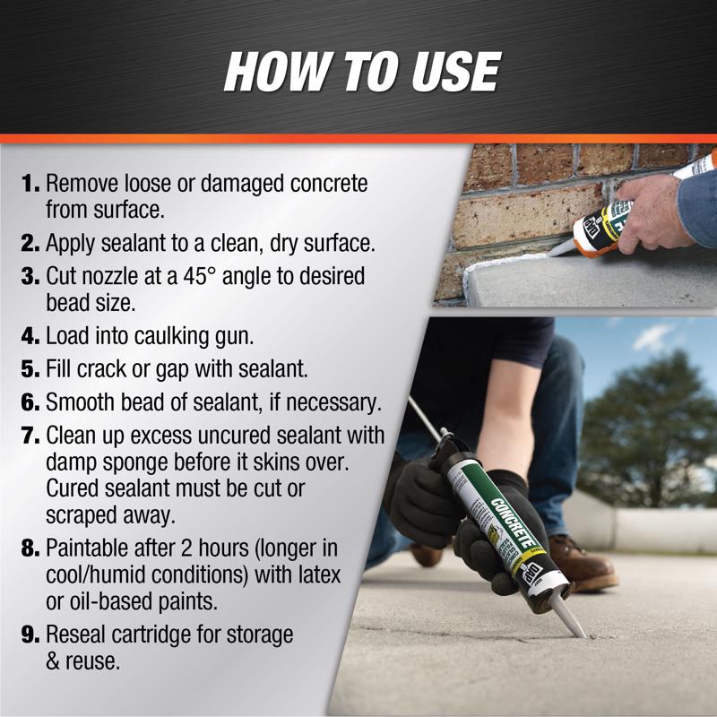 DAP Gray Silicone Concrete and Masonry Filler and Sealant 10.1 oz, Pack of 12