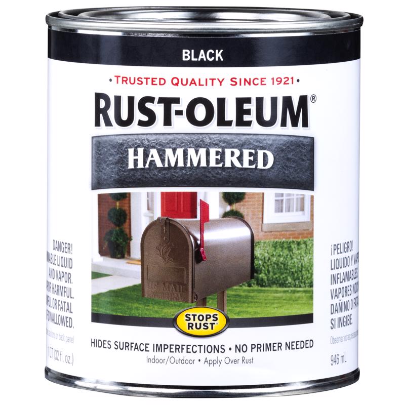 Rust-Oleum Stops Rust Indoor and Outdoor Hammered Black Oil-Based Protective Paint 1 qt, Pack of 2