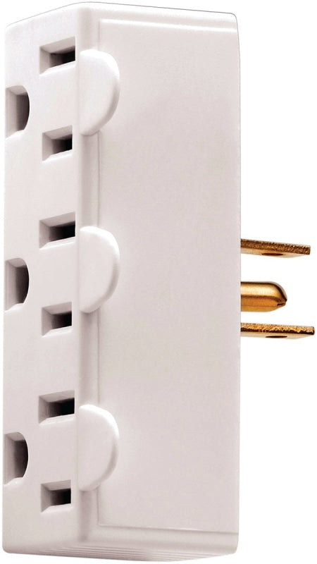 Eaton Wiring Devices BP1147W Outlet Tap, 2-Pole, 15 A, 125 V, 3-Outlet, NEMA: NEMA 5-15R, White