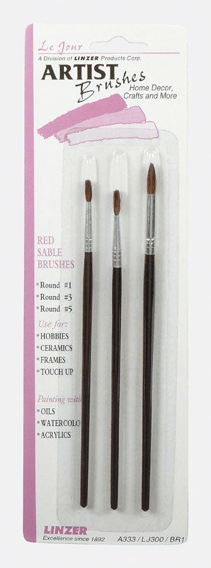 Linzer No. 1/3/5 Round Artist Paint Brush Set, Pack of 12