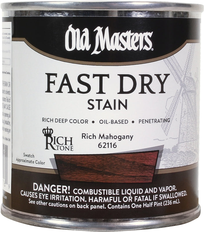 Old Masters 62116 Fast Dry Stain, Rich Mahogany, Liquid, 0.5 pt