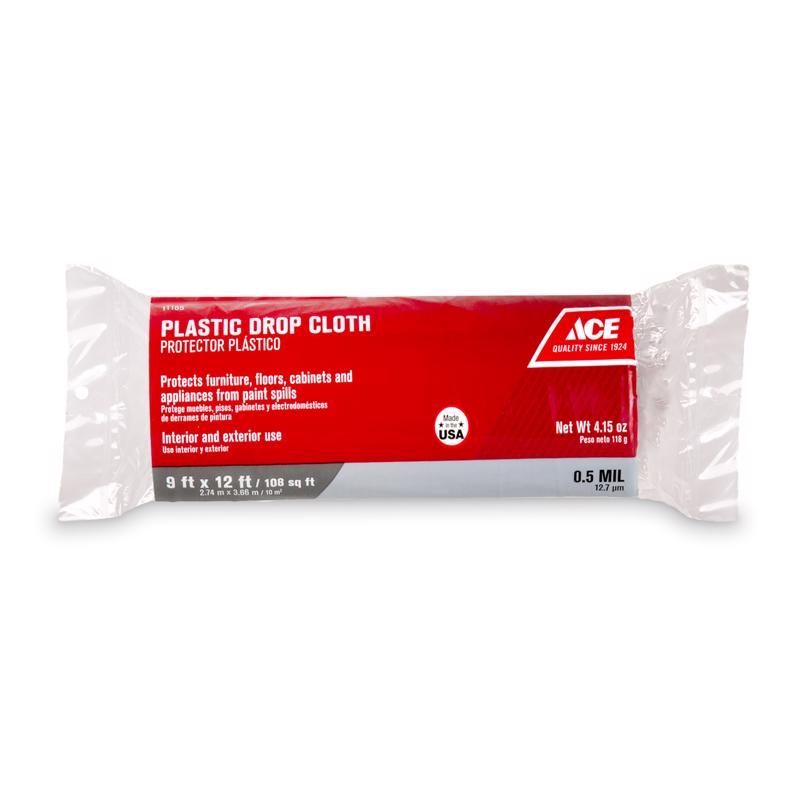 Ace 9 ft. W X 12 ft. L X 0.5 mil 7 lb Plastic Drop Cloth 1 pk, Pack of 24