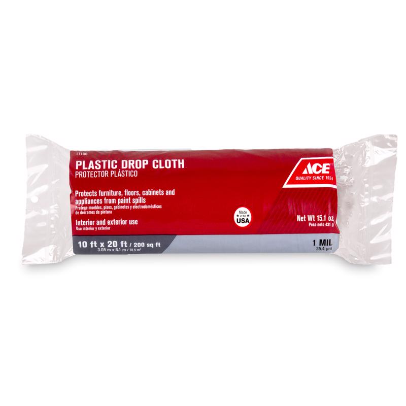 Ace 10 ft. W X 20 ft. L X 1 mil Plastic Drop Cloth 1 pk, Pack of 12