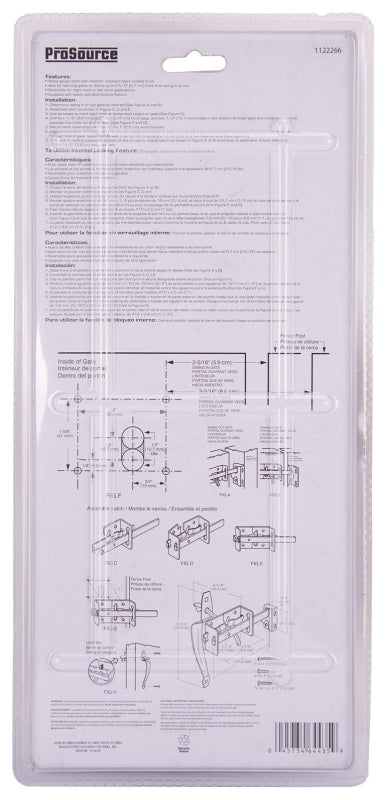 ProSource 33122PKB-PS Thumb Latch, 5/8 in Bolt Head, 6 in L Bolt, Steel, Powder-Coated