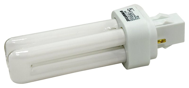 Sylvania 20480 Double Tube Compact Fluorescent Bulb, 13 W, T4 Lamp, GX23 Lamp Base, 671 Lumens, 2700 K Color Temp