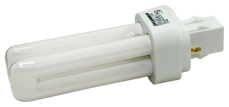 Sylvania 20480 Double Tube Compact Fluorescent Bulb, 13 W, T4 Lamp, GX23 Lamp Base, 671 Lumens, 2700 K Color Temp