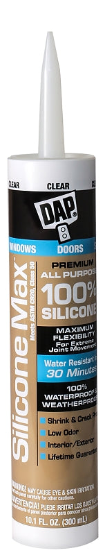 DAP 08791 All-Purpose Sealant, Clear, 24 hr Curing, -35 to 120 deg F, 10.1 fl-oz Cartridge, Tube