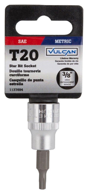 Vulcan 3505002820 Fractional Star Bit Socket, T20 Tip, Chrome