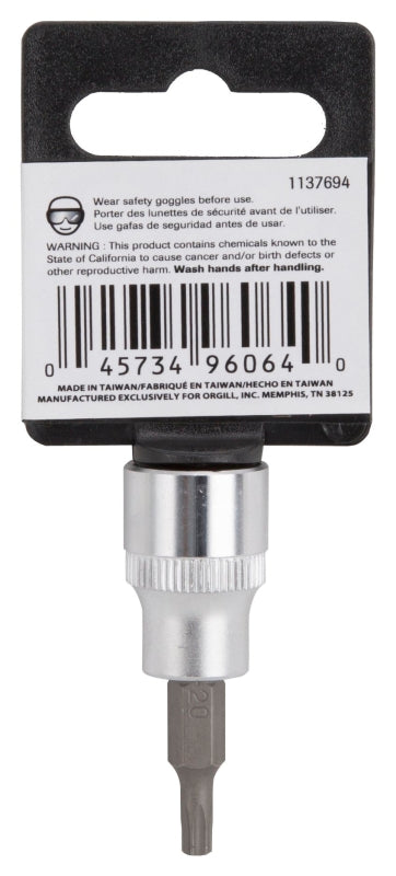 Vulcan 3505002820 Fractional Star Bit Socket, T20 Tip, Chrome