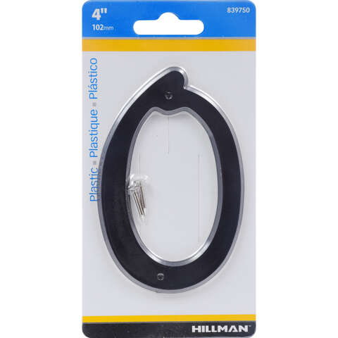 HILLMAN 4 in. Black Plastic Nail-On Number 0 1 pc, Pack of 10