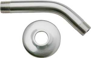 Plumb Pak PP825-10 Shower Arm with Flange, 7-3/4 in H, 3.87 in W, 1/2 in Connection, IPS, 6 in L, Brass, Chrome Plated