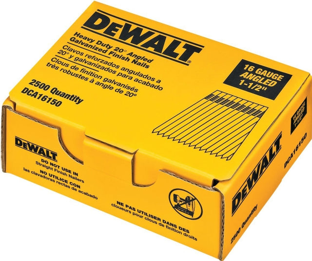 DEWALT DCA16150 Series Finish Nail, Glue Collation, 1-1/2 in L, 16 Gauge, Suitable for: DC618K Finish Nailer, 2500/PK