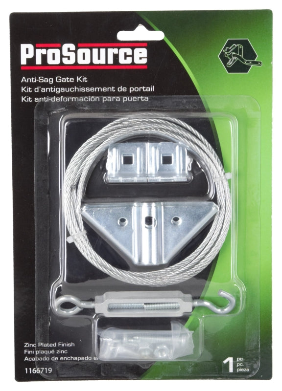ProSource 33198ZCX-PS Anti-Sag Gate Kit, Steel, Silver, Zinc, 18-Piece, For: Outdoor