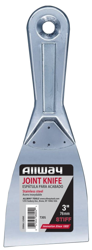 ALLWAY T30S Wall Scraper, 3 in W Blade, Stiff Blade, Steel Blade, Steel Handle