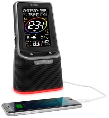 La Crosse S87078 Weather Station with Bluetooth Speaker, Battery, -40 to 140 deg F, 10 to 99 % Humidity Range