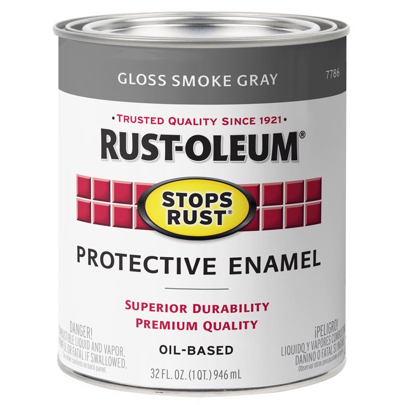 Rust-Oleum Stops Rust Gloss Smoke Gray Protective Enamel Exterior and Interior 1 qt, Pack of 2