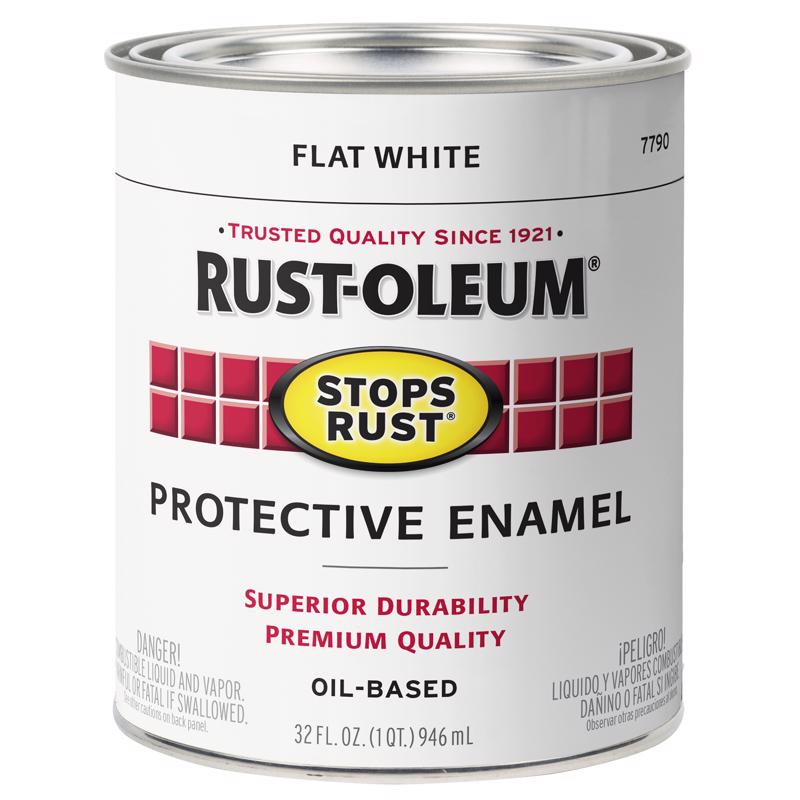 Rust-Oleum Stops Rust Indoor and Outdoor Flat White Oil-Based Protective Paint 1 qt, Pack of 2