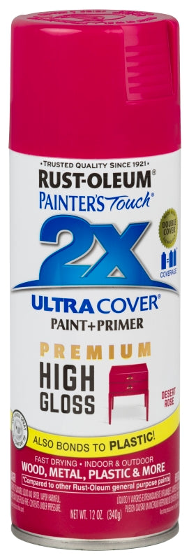 Rust-Oleum 331176 Spray Paint, High-Gloss, Desert Rose, 12 oz Can