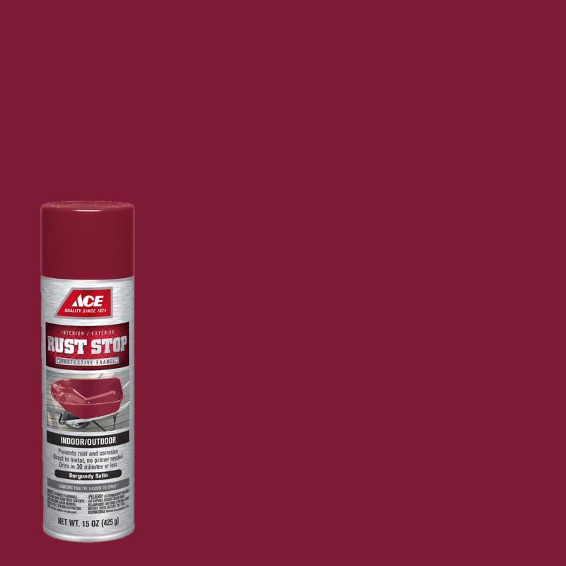 Ace Rust Stop Satin Burgundy Protective Enamel Spray Paint 15 oz, Pack of 6