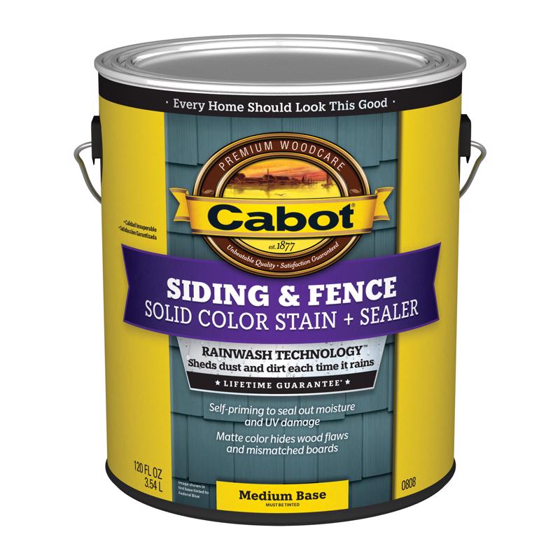 Cabot 800 Series 140.0000808.007 Solid Color Siding Stain, Natural Flat, Liquid, 1 gal, Can, Pack of 4