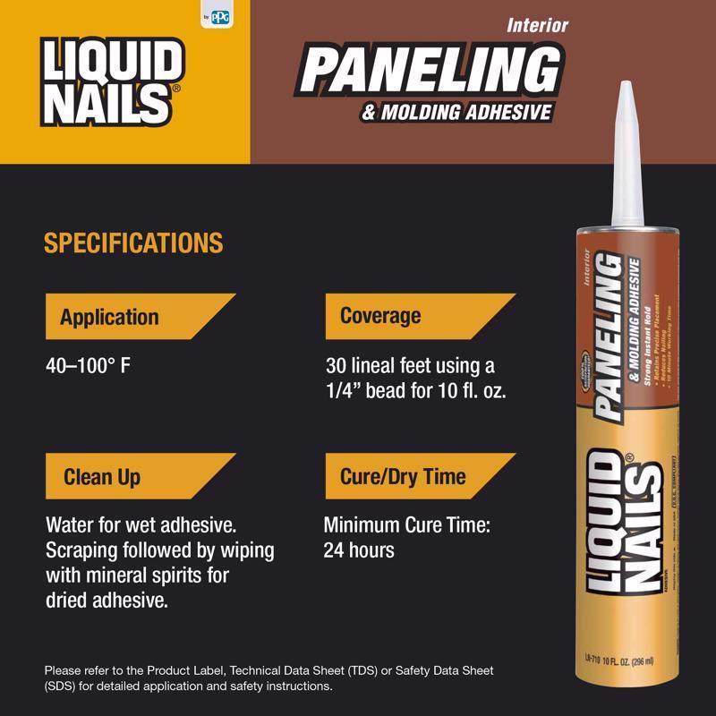 Liquid Nails Paneling & Molding High Strength Latex Tan Adhesive 10 oz, Pack of 12