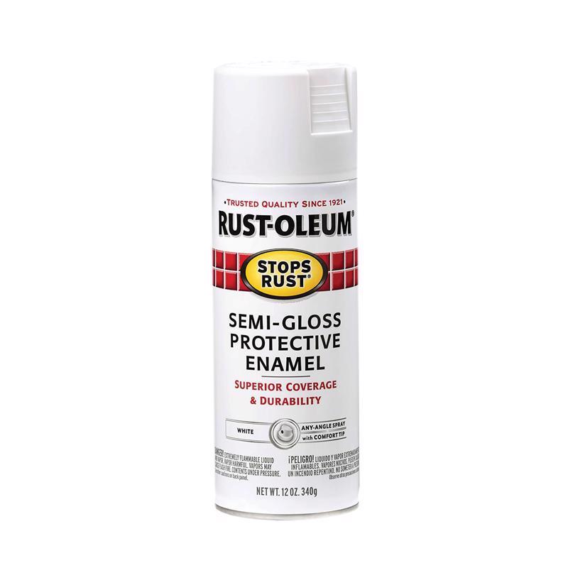 Rust-Oleum Stops Rust Semi-Gloss White Spray Paint 12 oz, Pack of 6