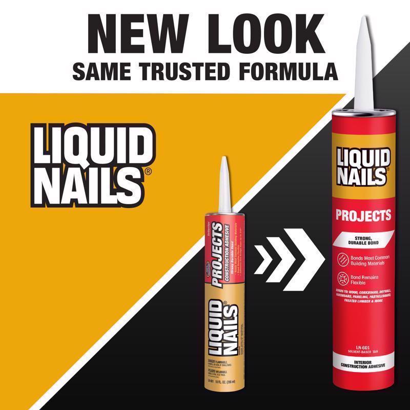 Liquid Nails Interior Projects Synthetic Rubber Construction Adhesive 10 oz, Pack of 12