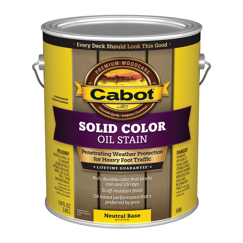 Cabot 140.0001606.007 Solid Stain, Opaque, Neutral Base, Liquid, 1 gal, Pack of 4