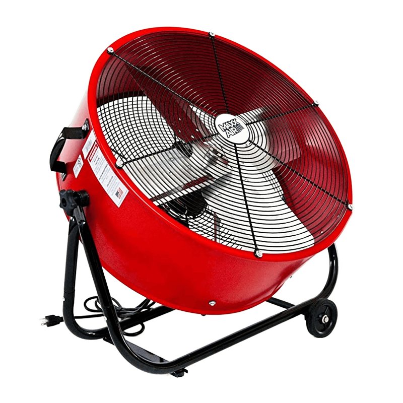 MaxxAir BF24TFRED Tilting Drum Fan, 1 -Phase, 120 V, 4 -Blade, 2 -Speed, 2800, 4000 cfm Air, Red