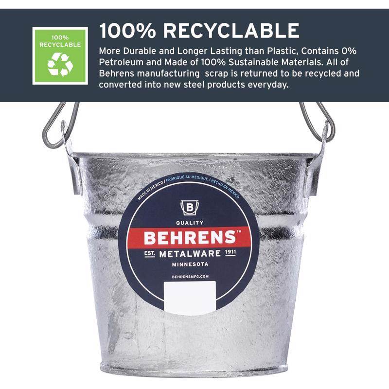 Behrens Hot Dipped 2 qt Galvanized Pail Gray
