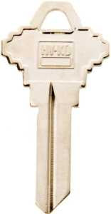 Hy-Ko 11010SC8 Key Blank, Brass, Nickel, For: Schlage Cabinet, House Locks and Padlocks, SC8 Key Number, Pack of 10
